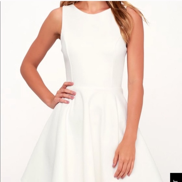 Lulu’s Living for Love White Backless Skater Dress - Picture 2 of 9